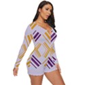 Abstract geometric design    Long Sleeve Boyleg Swimsuit View3