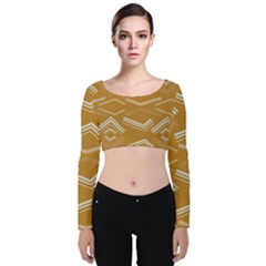 Abstract Geometric Design    Velvet Long Sleeve Crop Top by Eskimos