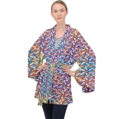 Colorful Flowers Long Sleeve Velvet Kimono  by Sparkle