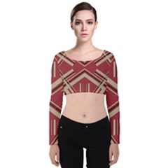 Abstract Pattern Geometric Backgrounds   Velvet Long Sleeve Crop Top by Eskimos