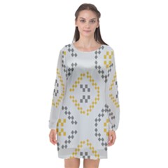 Abstract Pattern Geometric Backgrounds   Long Sleeve Chiffon Shift Dress  by Eskimos