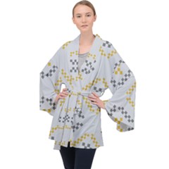 Abstract Pattern Geometric Backgrounds   Long Sleeve Velvet Kimono  by Eskimos