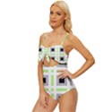 Agender Flag Plaid Knot Front One-Piece Swimsuit View2