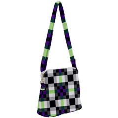 Agender Flag Plaid With Difference Zipper Messenger Bag by WetdryvacsLair