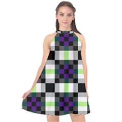 Agender Flag Plaid With Difference Halter Neckline Chiffon Dress  by WetdryvacsLair