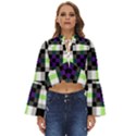 Agender Flag Plaid With Difference Boho Long Bell Sleeve Top View1