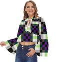 Agender Flag Plaid With Difference Boho Long Bell Sleeve Top View2