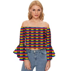 Double Black Diamond Pride Bar Off Shoulder Flutter Bell Sleeve Top by WetdryvacsLair