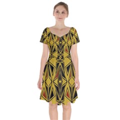 Abstract Pattern Geometric Backgrounds   Short Sleeve Bardot Dress by Eskimos