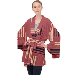 Abstract Pattern Geometric Backgrounds   Long Sleeve Velvet Kimono  by Eskimos