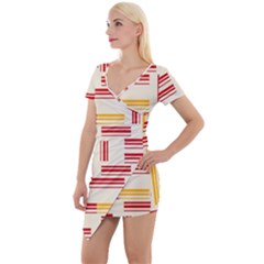 Abstract Pattern Geometric Backgrounds   Short Sleeve Asymmetric Mini Dress by Eskimos