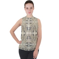 Folk Flowers Print Floral Pattern Ethnic Art Mock Neck Chiffon Sleeveless Top by Eskimos