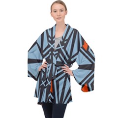 Abstract Geometric Design    Long Sleeve Velvet Kimono  by Eskimos