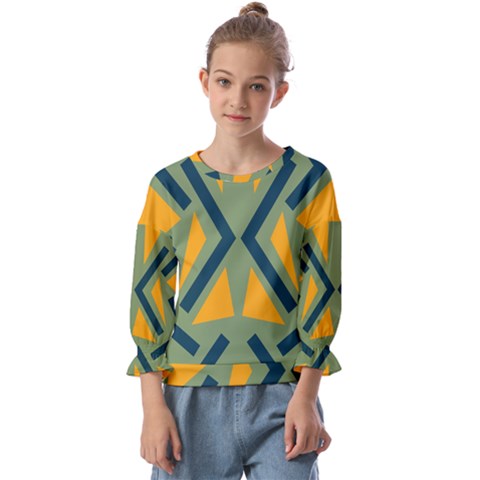 Abstract Geometric Design    Kids  Cuff Sleeve Top by Eskimos