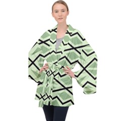 Abstract Pattern Geometric Backgrounds Long Sleeve Velvet Kimono  by Eskimos