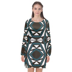 Abstract Pattern Geometric Backgrounds Long Sleeve Chiffon Shift Dress  by Eskimos