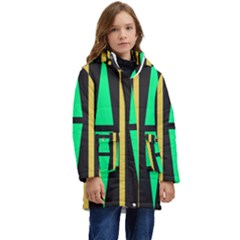 Abstract Pattern Geometric Backgrounds Kid s Hooded Longline Puffer Jacket by Eskimos