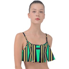 Abstract Pattern Geometric Backgrounds Frill Bikini Top by Eskimos