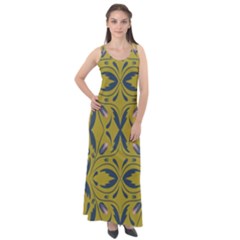 Folk Flowers Print Floral Pattern Ethnic Art Sleeveless Velour Maxi Dress by Eskimos