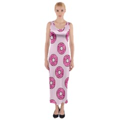 Sprinkled Donuts On Pink Fitted Maxi Dress by FunDressesShop