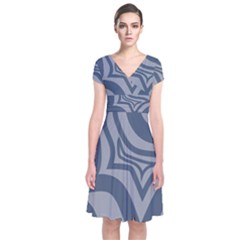 Abstract Pattern Geometric Backgrounds Short Sleeve Front Wrap Dress by Eskimos