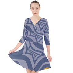 Abstract Pattern Geometric Backgrounds Quarter Sleeve Front Wrap Dress by Eskimos