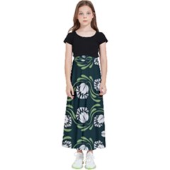 Folk Flowers Print Floral Pattern Ethnic Art Kids  Flared Maxi Skirt by Eskimos