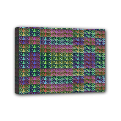 Paris Words Motif Colorful Pattern Mini Canvas 7  X 5  (stretched) by dflcprintsclothing