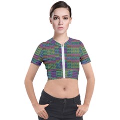 Paris Words Motif Colorful Pattern Short Sleeve Cropped Jacket by dflcprintsclothing