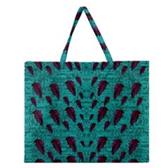 Leaves On Adorable Peaceful Captivating Shimmering Colors Zipper Large Tote Bag by pepitasart