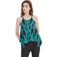 Leaves On Adorable Peaceful Captivating Shimmering Colors Flowy Camisole Tank Top by pepitasart