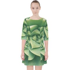 Echeveria Imbricata Closeup Photo Quarter Sleeve Pocket Dress by dflcprintsclothing