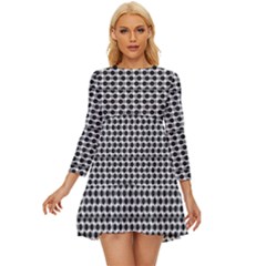 Diamond Pattern Long Sleeve Babydoll Dress by Sparkle