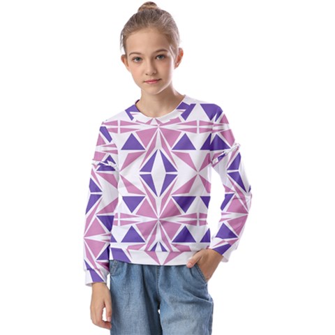 Abstract Pattern Geometric Backgrounds  Kids  Long Sleeve Tee With Frill  by Eskimos