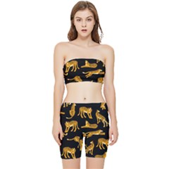 Seamless-exotic-pattern-with-tigers Stretch Shorts And Tube Top Set by Jancukart