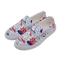 Nautical Cats Seamless Pattern Women s Canvas Slip Ons by Jancukart