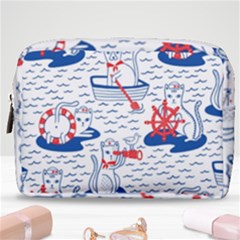 Nautical Cats Seamless Pattern Make Up Pouch (medium) by Jancukart