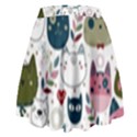 Pattern With Cute Cat Heads High Waist Skirt View2