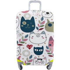 Pattern With Cute Cat Heads Luggage Cover (large) by Jancukart