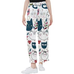 Pattern With Cute Cat Heads Women s Pants  by Jancukart