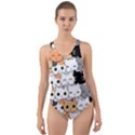 Cute-cat-kitten-cartoon-doodle-seamless-pattern Cut-Out Back One Piece Swimsuit View1