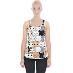 Cute-cat-kitten-cartoon-doodle-seamless-pattern Piece Up Tank Top by Jancukart