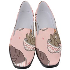 Seamless Pattern Adorable Cat Inside Cup Women s Classic Loafer Heels by Jancukart