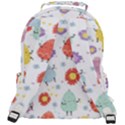 Easter Seamless Pattern With Cute Eggs Flowers Rounded Multi Pocket Backpack View3