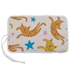 Cute Cats Seamless Pattern With Stars Funny Drawing Kittens Pen Storage Case (m) by Jancukart