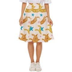 Cute Cats Seamless Pattern With Stars Funny Drawing Kittens Classic Short Skirt by Jancukart