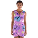 Seamless Pattern With Cute Kawaii Kittens Wrap Front Bodycon Dress View1