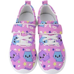 Seamless Pattern With Cute Kawaii Kittens Men s Velcro Strap Shoes by Jancukart