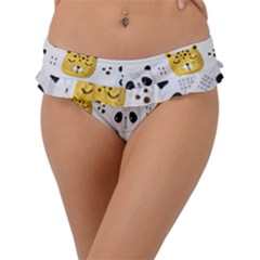 Seamless Pattern Cute Animals Frill Bikini Bottom by Jancukart