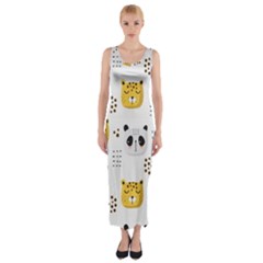 Seamless Pattern Cute Animals Fitted Maxi Dress by Jancukart